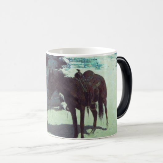 Mug Magique Cheval et Cowboy neige hivernale (Devant droit)