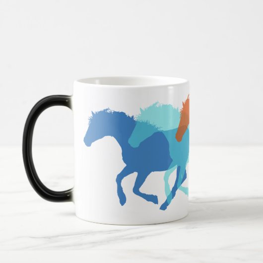 Mug Magique Chevaux colorés en course (Gauche)