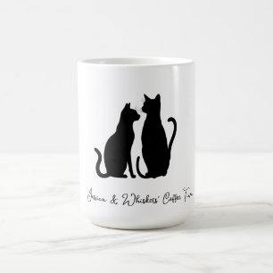 Mug Magique Chic Chat Silhouette Nom personnalisé Noir & Blanc