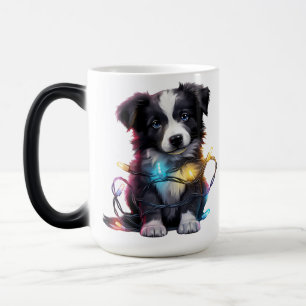 MUG MAGIQUE CHIOT DE BORDER COLLIE NOËL ADORABLE