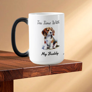 Mug Magique Chiots Beagle Aquarelle Brun Personnaliser