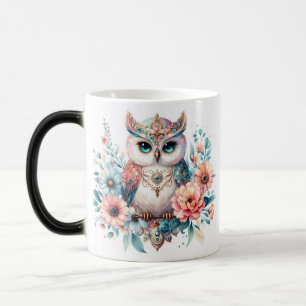 Mug Magique Chouette à bijoux majestueuse aux accents floraux