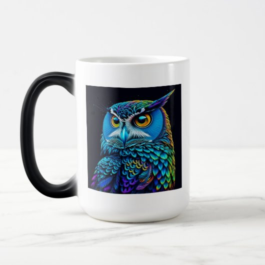 Mug Magique Chouette colorée générée par Ai (Gauche)