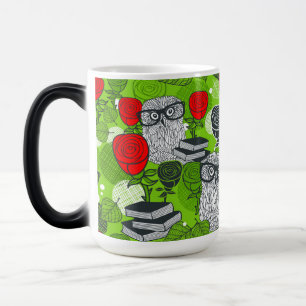 Mug Magique Chouette en roses rouges