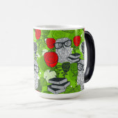 Mug Magique Chouette en roses rouges (Devant droit)
