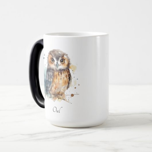 Mug Magique Chouette mignonne en aquarelle (Devant gauche)