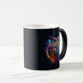 Mug Magique Chouette spatiale colorée (Devant droit)