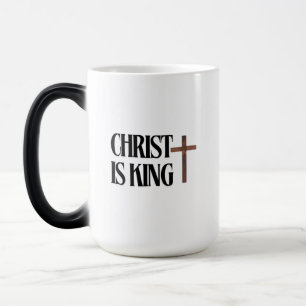 Mug Magique Christ est Roi Texte Noir et Croix en Bois Marro