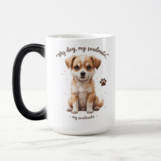 Mug Magique Citation mignonne de chiot (15 oz) (Gauche)