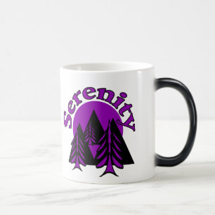 Mug Magique Citation Serenity Moderne Black Purple Lune Arbres