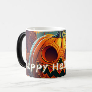 Mug Magique Citrouille orange effrayant avec visage, Halloween