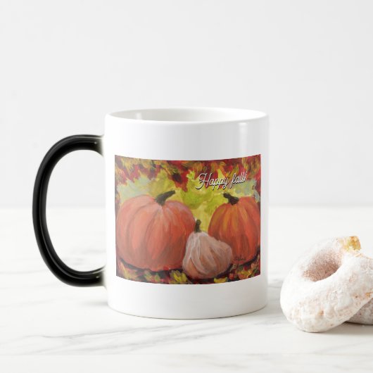 Mug Magique Citrouilles de Thanksgiving #1 Automne Feuilles d' (Avec donut)