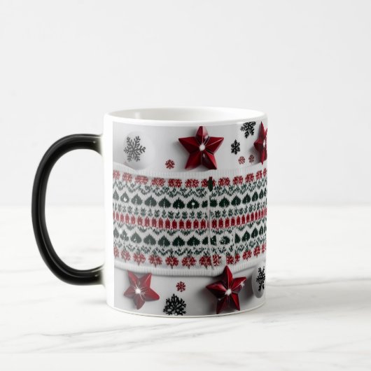 Mug Magique Classic Red & Green Nordic Knit Pattern (Gauche)