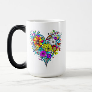 Mug Magique Coeur floral personnalisé