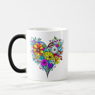 Mug Magique Coeur floral personnalisé