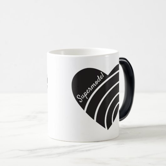 Mug Magique Coeur noir mignon avec anneaux Monogramme (Devant droit)