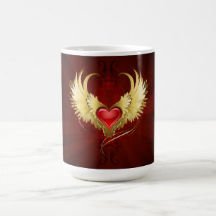 Mug Magique Coeur rouge avec ailes d'or