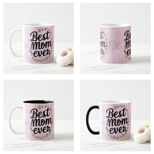 Mug Magique Cœurs Dorés Script Tendance Meilleure Maman Jamais