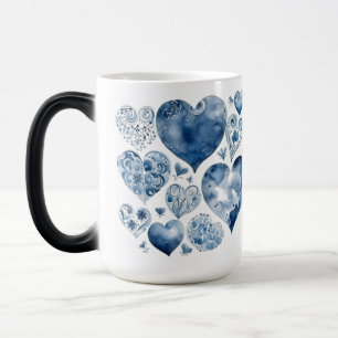 Mug Magique Cœurs en bleu de Delft