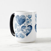 Mug Magique Coeurs en Delft Blue (Devant gauche)