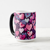 Mug Magique Coeurs romantiques Valentine Design sans couture (Devant gauche)