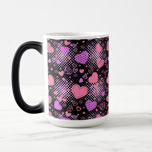 Mug Magique Coeurs roses Motif 01 Black BG (Gauche)