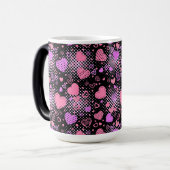 Mug Magique Coeurs roses Motif 01 Black BG (Devant gauche)