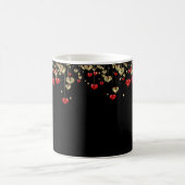 Mug Magique Cœurs rouges et dorés sur fond noir (Centre)