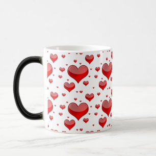Mug Magique Coeurs rouges tombants (Vous Choisissez Couleur Ar
