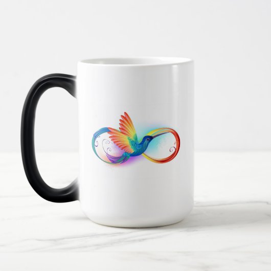 Mug Magique Colibri arc-en-ciel avec symbole Infinity (Gauche)