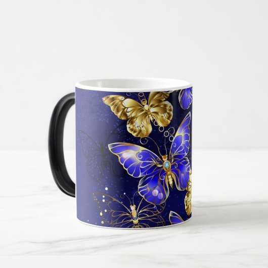 Mug Magique Composition avec papillons Sapphire (Devant gauche)