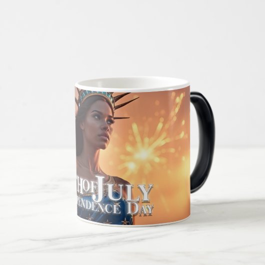 Mug Magique Conception 4 juillet splendide - Fireworks & Freed (Devant droit)