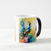 Mug Magique conception colorée de paon (Devant droit)