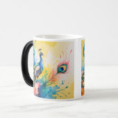 Mug Magique conception colorée de paon (Devant gauche)
