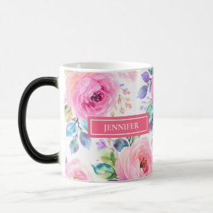 Mug Magique Conception de nom personnalisé florale bohème leve