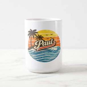 Mug Magique Conception de nom rétro de coucher de soleil Paul