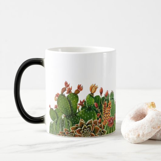 Mug Magique conception des cactus (Avec donut)