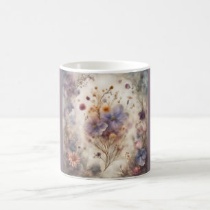 Mug Magique Conception florale fantaisiste lilas violet bleu b