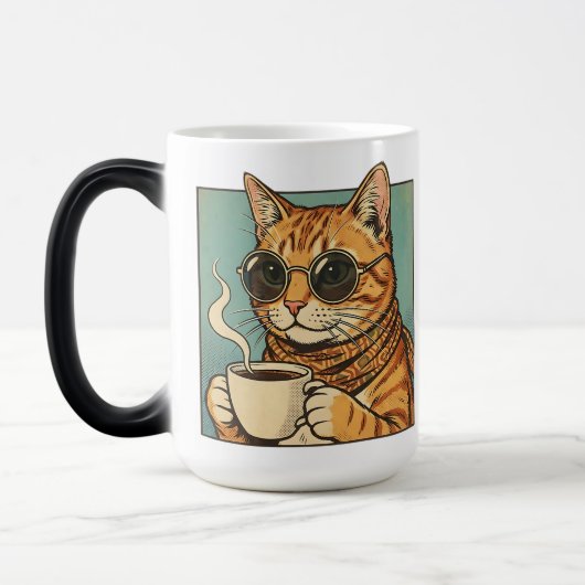Mug Magique Cool Cat Coffee Retro Style Design for Cat Lovers (Gauche)