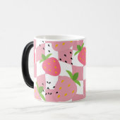 Mug Magique Cool Pink Kitchen Fraises À damiers Design (Devant gauche)