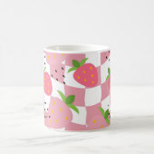 Mug Magique Cool Pink Kitchen Fraises À damiers Design (Centre)