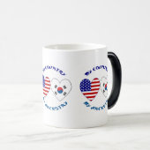 Mug Magique Corée du Sud États-Unis Drapeau cardiaque Mon pays (Devant droit)
