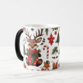 Mug Magique Couleur de Noël du renne boisé et du renard (Devant gauche)