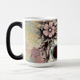 Mug Magique Crâne floral "Restez Super" Retro Personnalisable