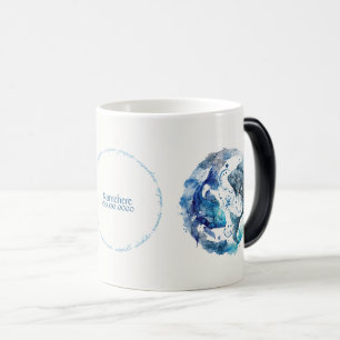 Mug Magique Créer votre propre aquarelle bleu Poissons Zodiac