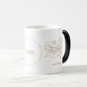 Mug Magique Créez votre propre Elégant Aquarius Or & Blanc