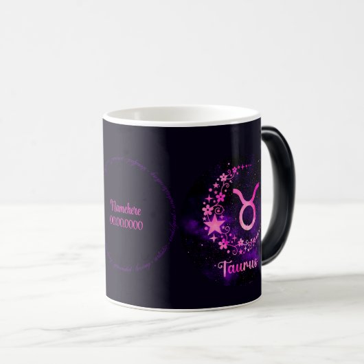 Mug Magique Créez votre propre Taurus céleste violet Zodiac (Devant droit)