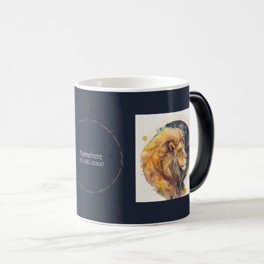 Mug Magique Créez votre propre Zodiac Gold & Blue Leo (Devant droit)