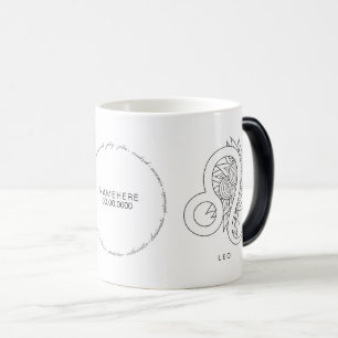 Mug Magique Créez votre propre Zodiac Leo noir & blanc élégant