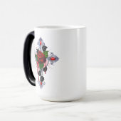 Mug Magique Croix d'argent avec une rose rouge (Devant gauche)
